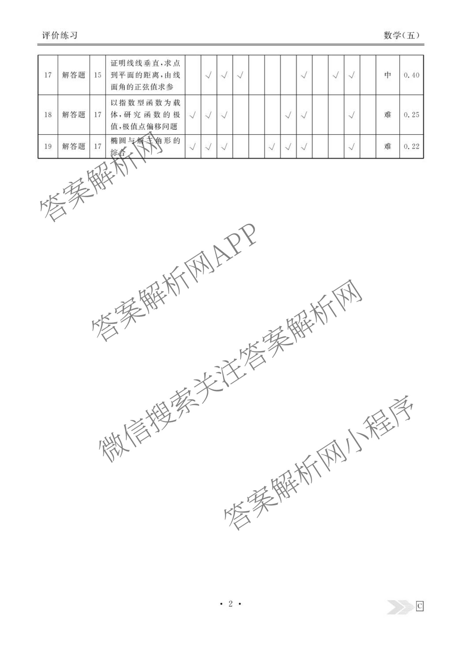 衡水金卷先享题2026年学科素养评价练(五)5(已更新地理(HJ)【河北专版】、地理(HN)【湖南专版】、生物(CY)【四川重庆专版】等90份)数学答案
