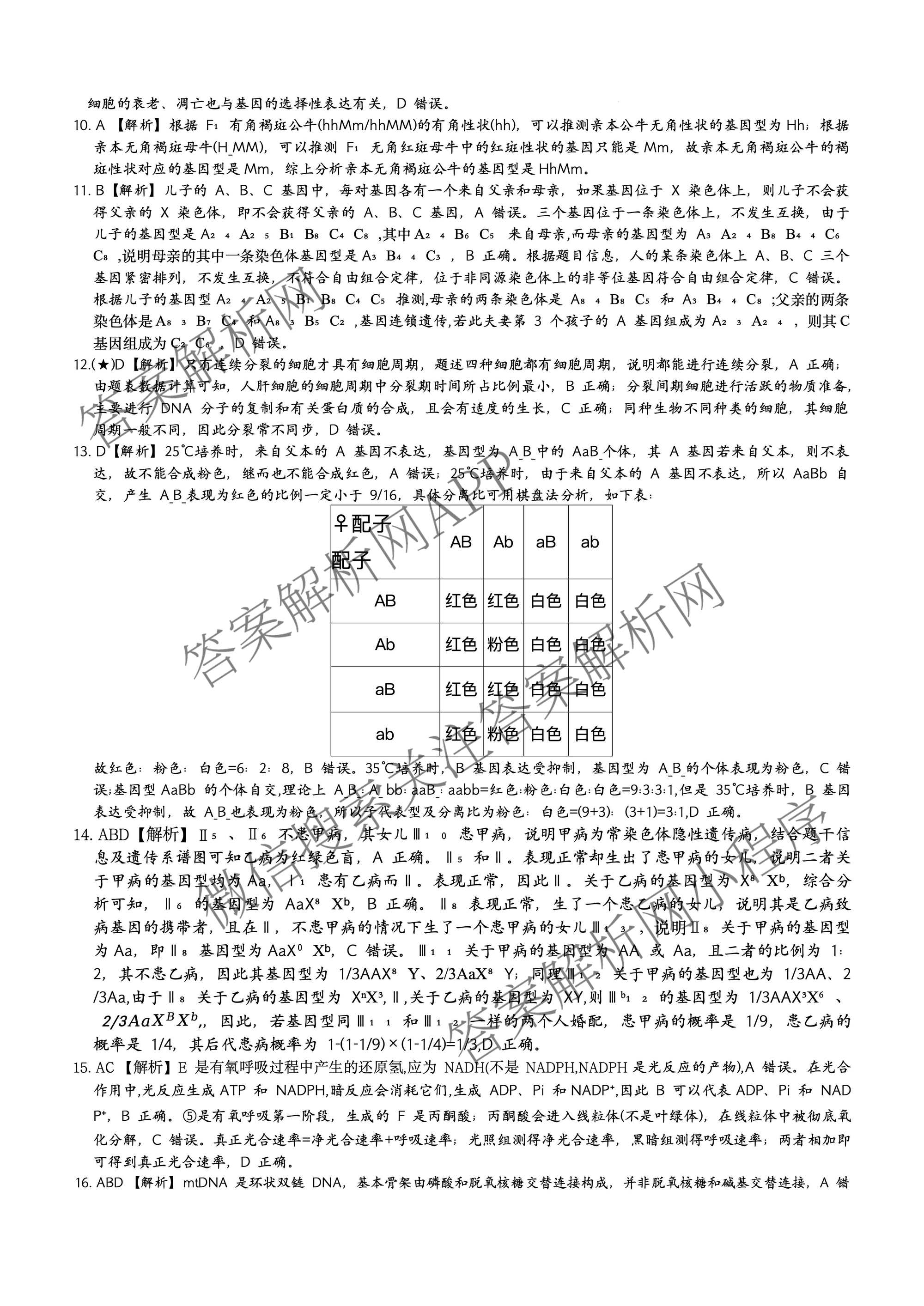 炎德英才大联考湖南师范大学附属中学2026年高一下学期第一次大练各科答案及试卷（含语文(T)、化学(T)、政治(T)等）生物答案
