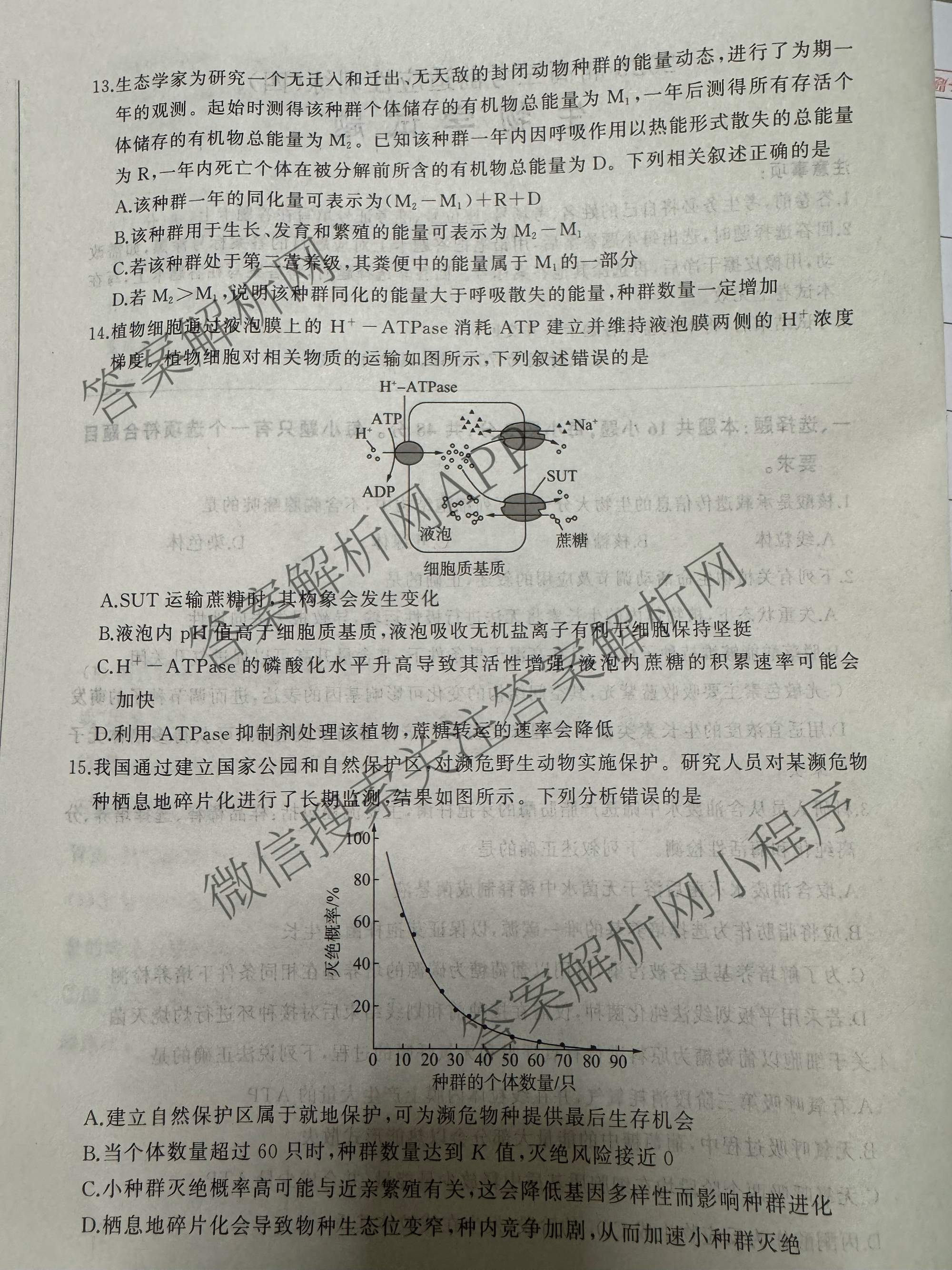 百师联盟2026届高三考前适应性训练(四)（26科全）生物试题