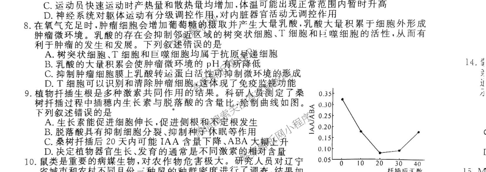 2025年普通高校招生考试冲刺压轴卷(一)1各科答案及试卷(已更新历史(K在括号外)、语文(X在括号外)、生物(A在括号外)等58份)生物试题