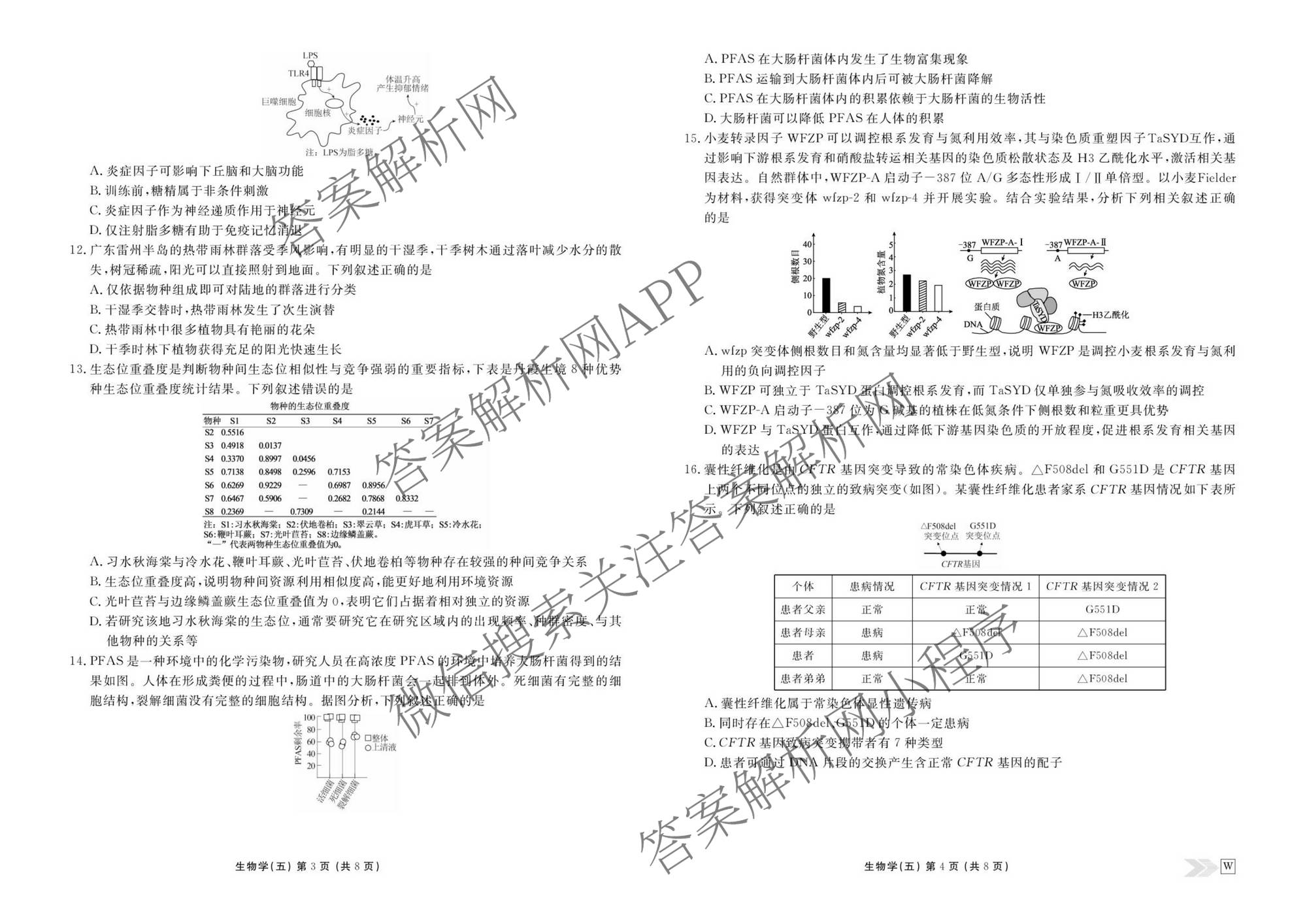 衡水金卷先享题2026年学科素养评价练(五)5(已更新地理(HJ)【河北专版】、地理(HN)【湖南专版】、生物(CY)【四川重庆专版】等90份)生物试题