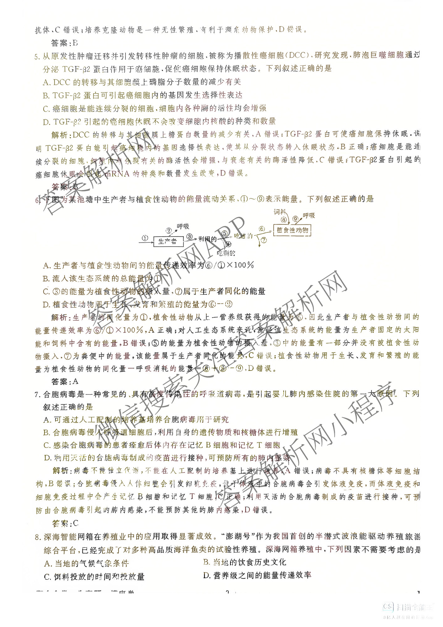 衡水金卷先享题摸底卷 2025-2026学年度高三一轮复摸底测试卷(一)1各科答案及试卷(已更新物理(Q) 政治(W) 英语等16份)生物答案