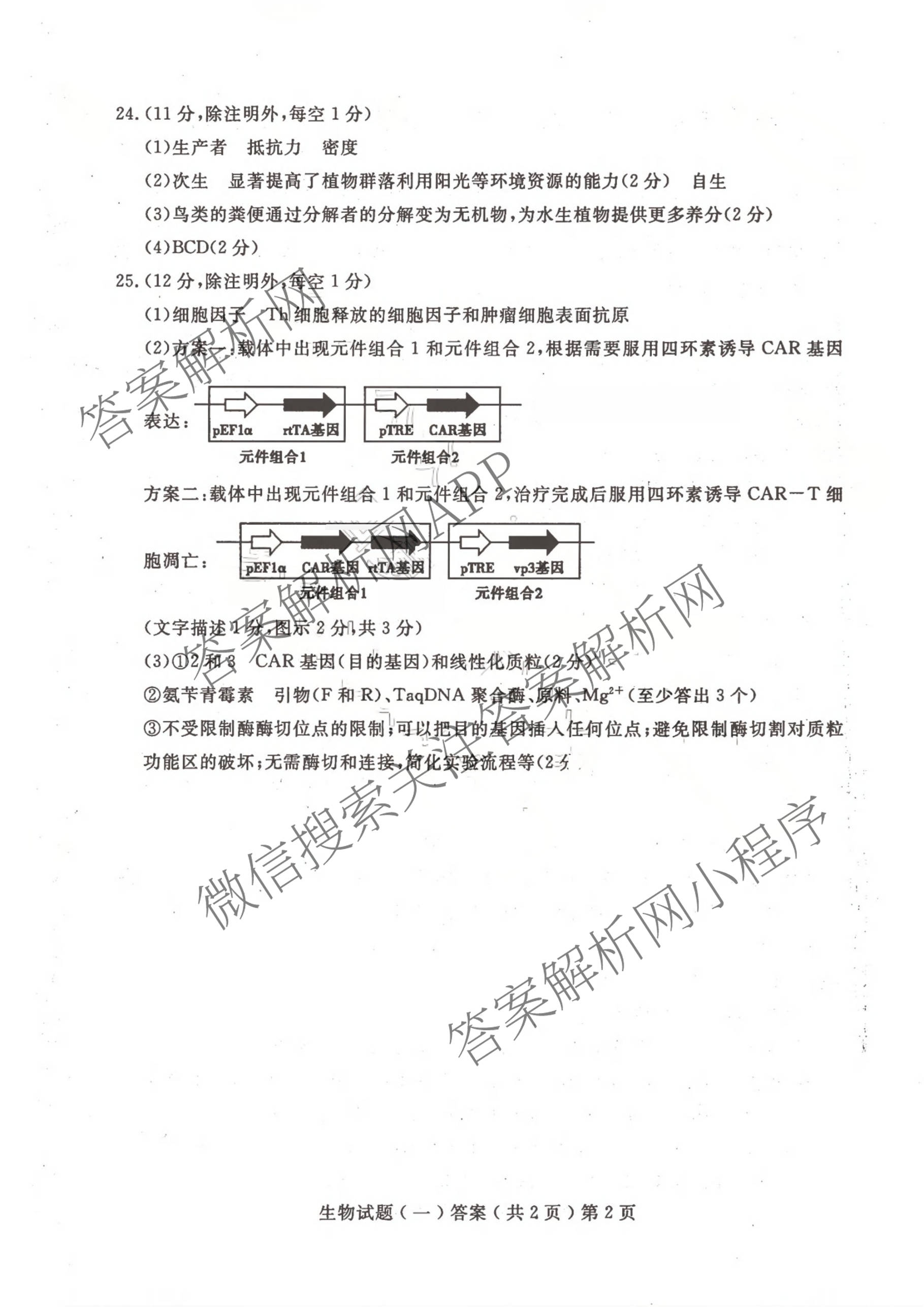 [聊城一模]山东省聊城市2026年高考模拟试题(一)各科答案及试卷（含化学 地理 语文等9份）生物答案