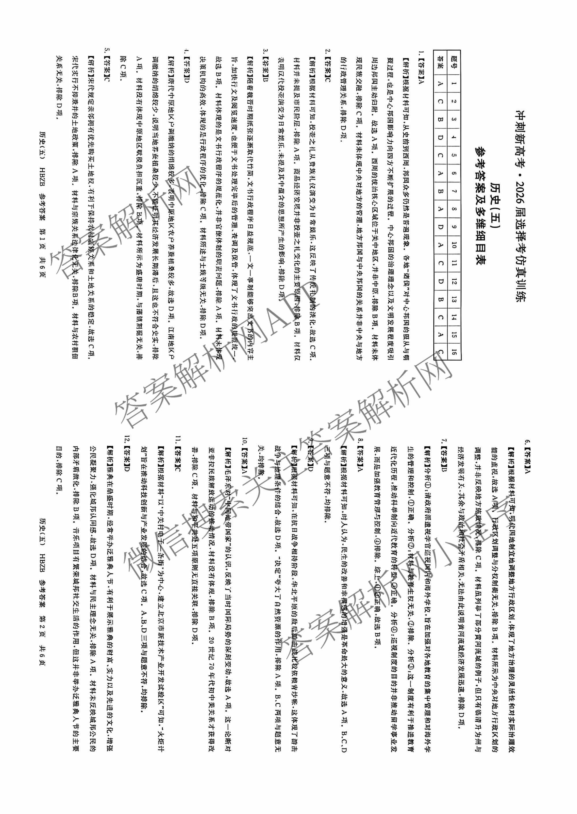 冲刺新高考2026届高考仿真训练(T8)(五)5各科答案及试卷: 含生物(河南专版)、物理(河北专版)、物理(陕晋青宁专版)试卷解析历史答案