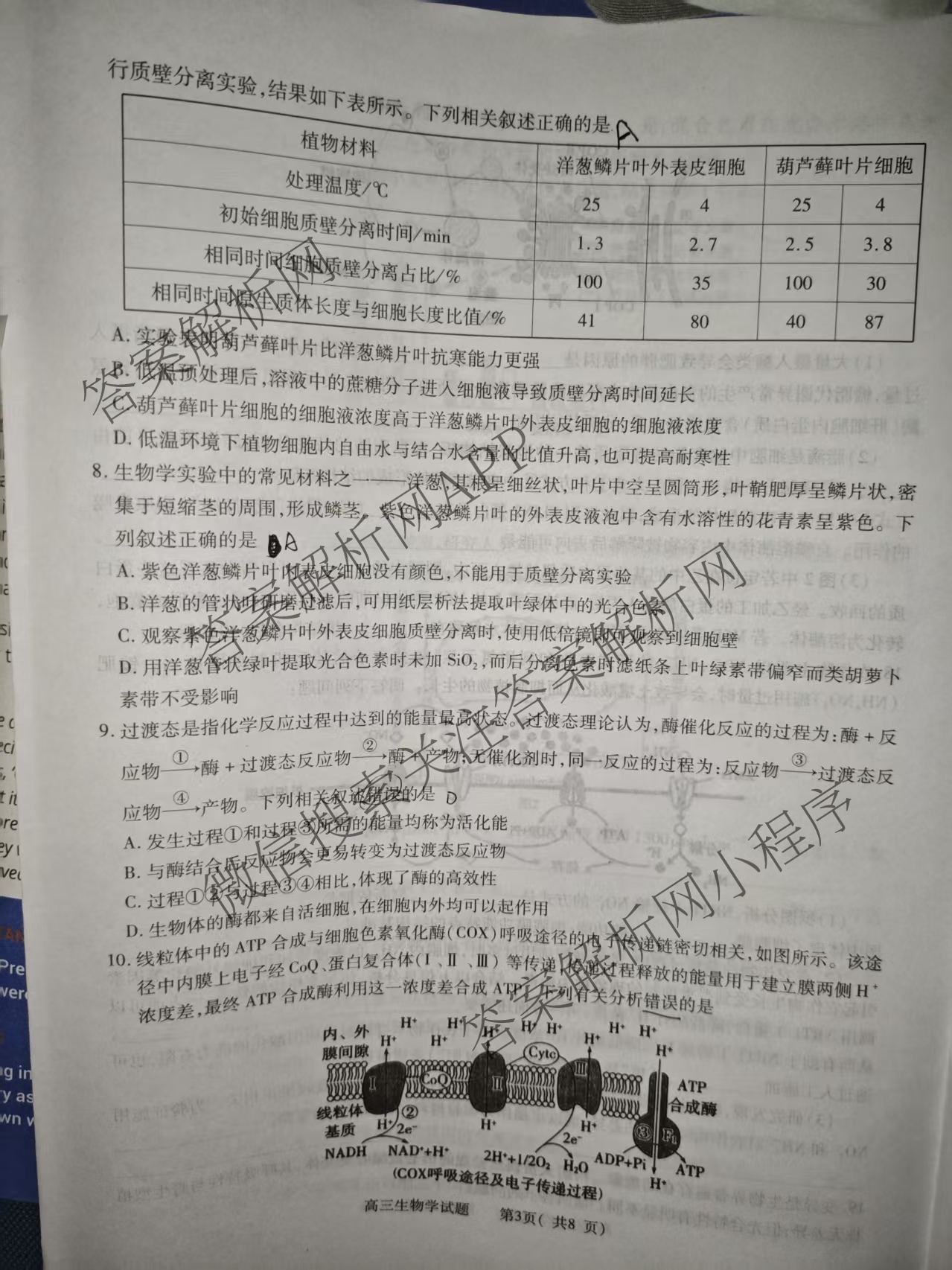 河南省信阳市2025-2026学年普通高中高三第一次教学质量检测（含政治、物理、语文等）生物试题