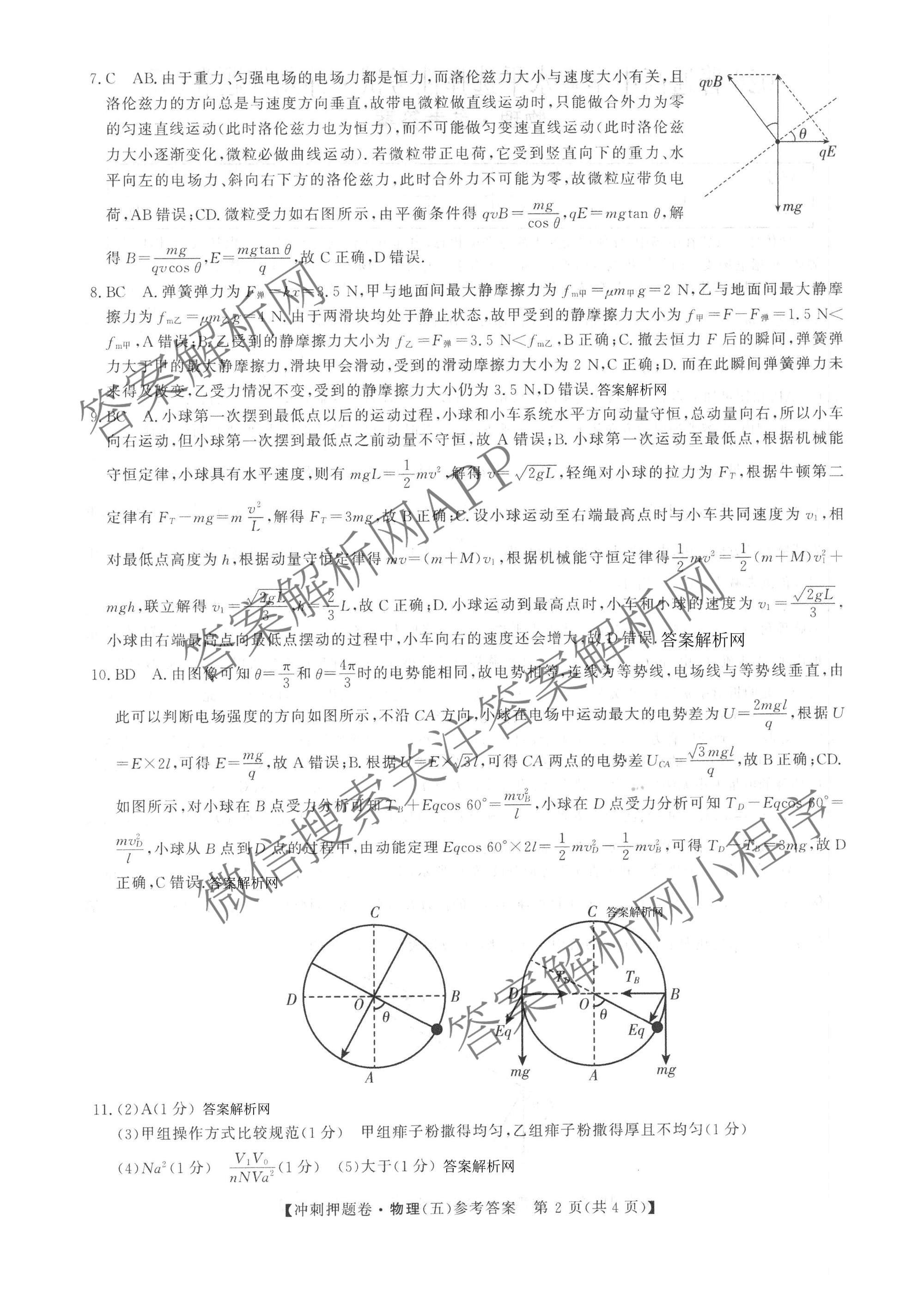 2026普通高等学校招生全国统一考试冲刺押题卷(五)5试卷及答案汇总（含数学(A)、地理(HNY)、语文等）物理答案
