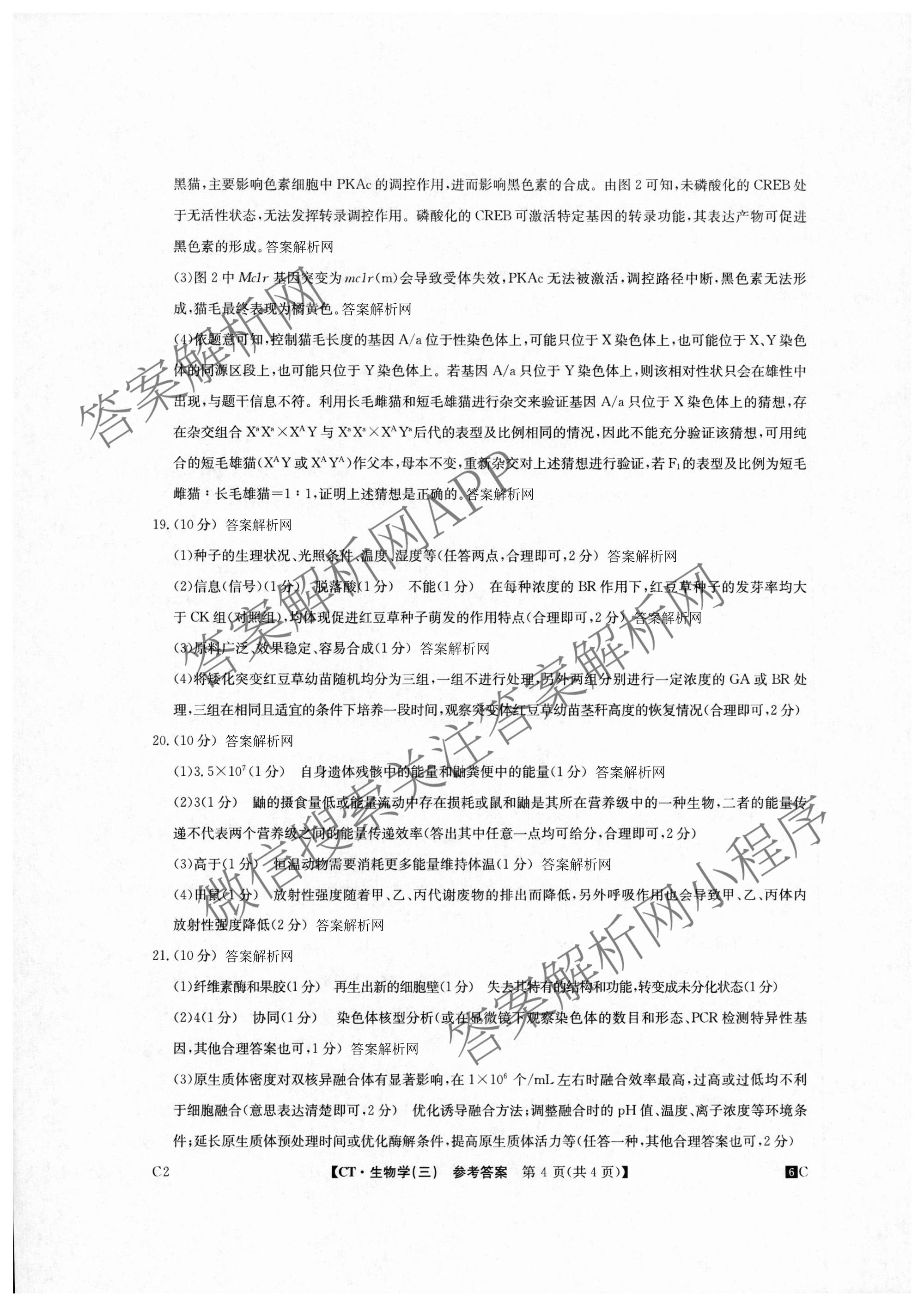 2026年普通高等学校招生全国统一考试猜题密卷(三)3试卷及答案汇总: 含英语 政治(C2) 化学(C3)试卷解析生物答案