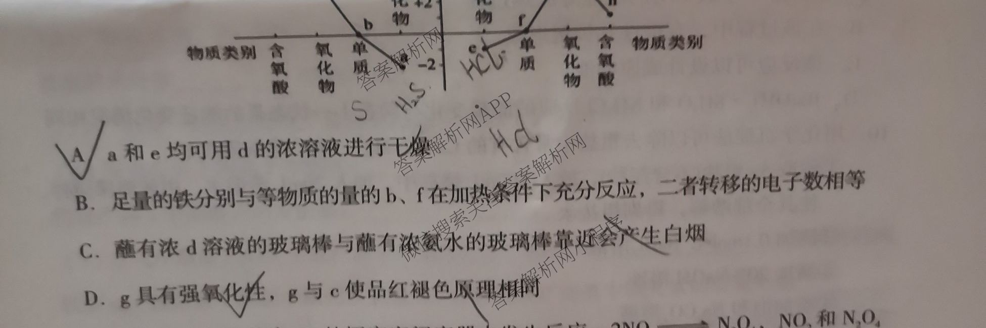 2025年孝义市春季学期高一期中考试试题(卷)各科答案及试卷（含数学、生物、地理等）化学试题