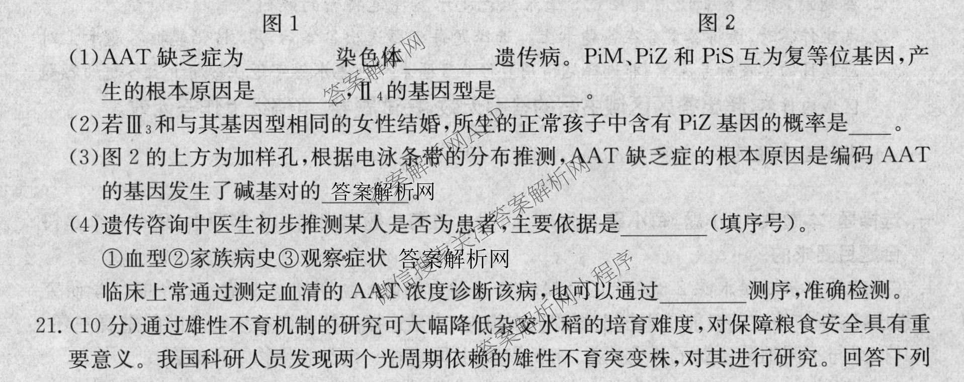 全国名校2026届高三月考滚动卷(二)2（含化学(A) 历史(A) 数学等）生物试题
