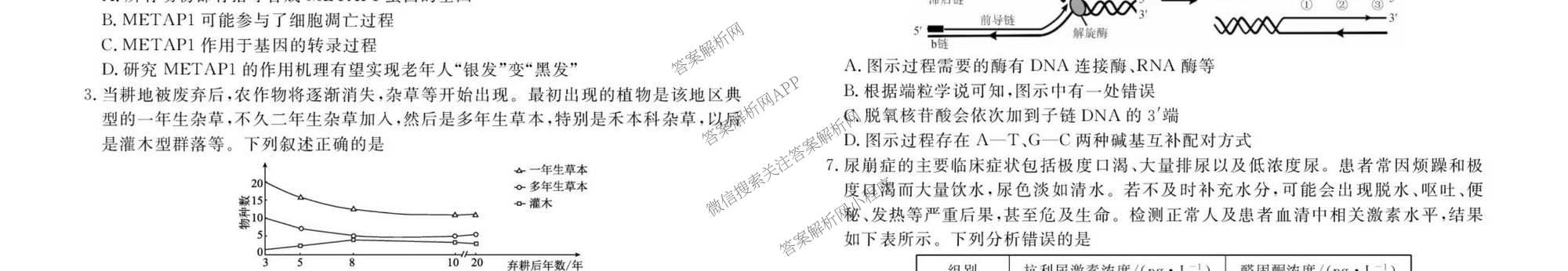 衡水金卷先享题2026年学科素养评价练(五)5(已更新地理(HJ)【河北专版】、地理(HN)【湖南专版】、生物(CY)【四川重庆专版】等90份)生物试题