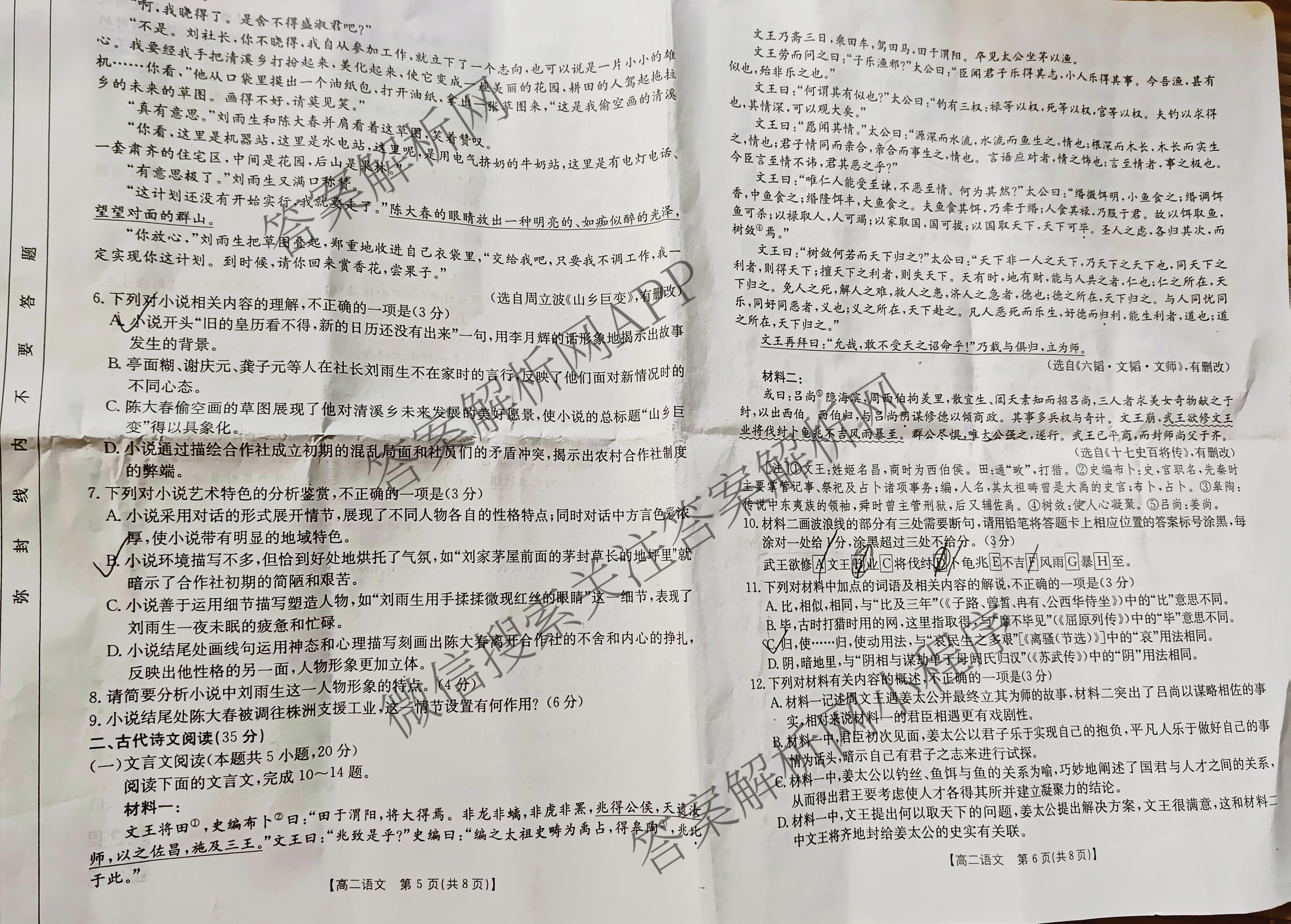 2024-2025学年广东高二教学期中检测(4.28)试卷及答案汇总（含英语、政治(B1)、生物(B2)等10份）语文试题