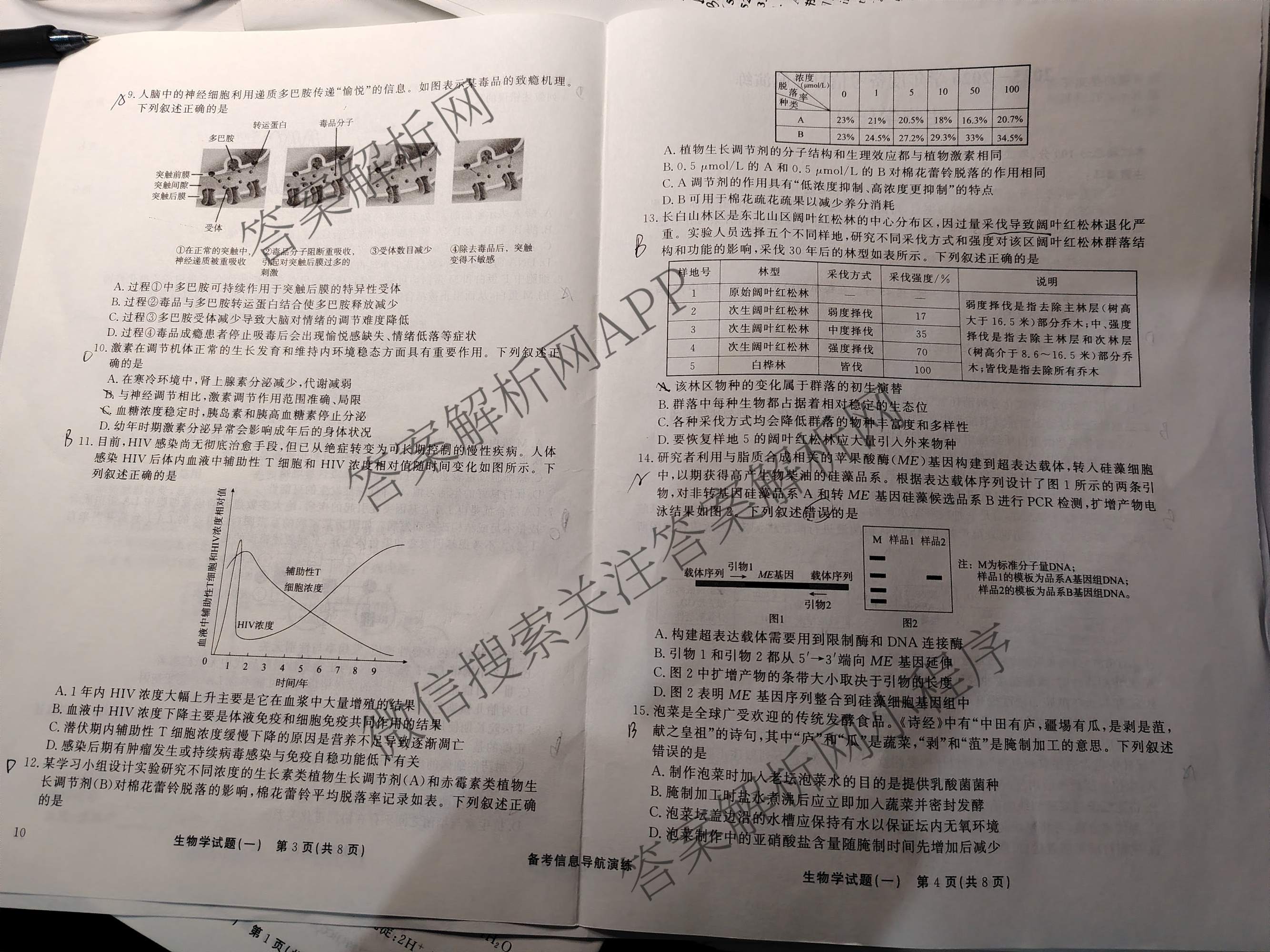 真题密卷2025-2026学年度备考信息导航演练(一)1试卷及答案汇总（含化学(7) 英语(BT) 语文(A)等）生物试题